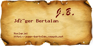 Jéger Bertalan névjegykártya